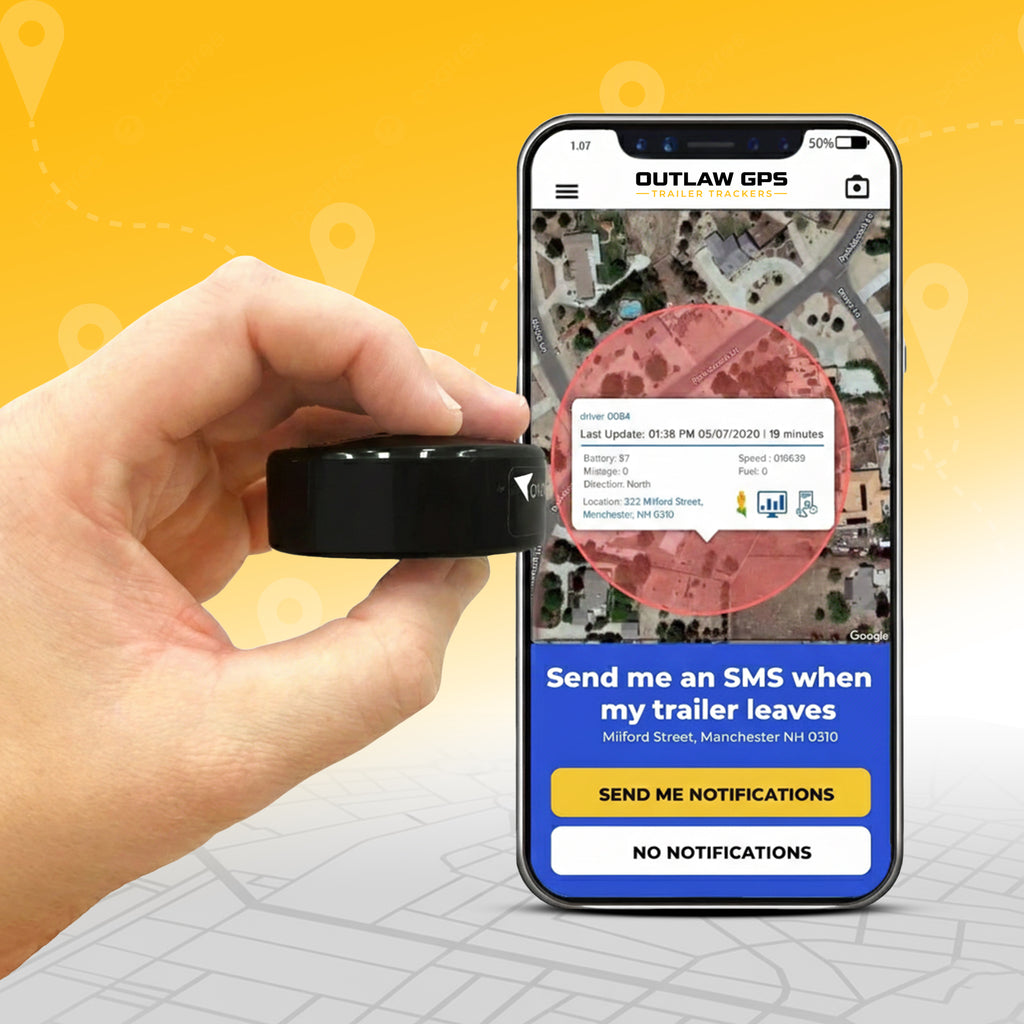 Outlaw GPS asset tracker with a built-in magnet for generators and trailers